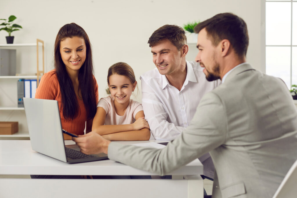 Family discussing inheritance and multigenerational wealth planning with a financial advisor.